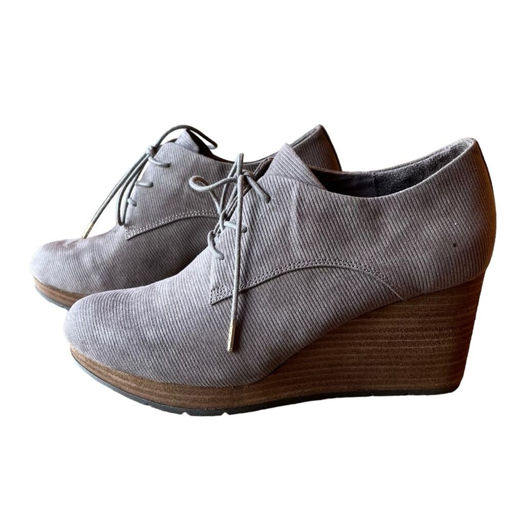 Dr Scholl's Taupe Brown Wedges Size 8 Suede Texture Ties Comfort
